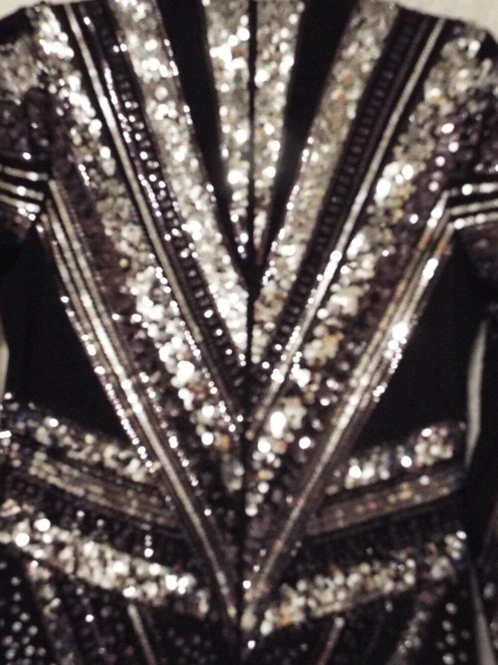 Express Black and Silver Sequin Dress with Mesh Sleeves Size Medium - Picture 6 of 7